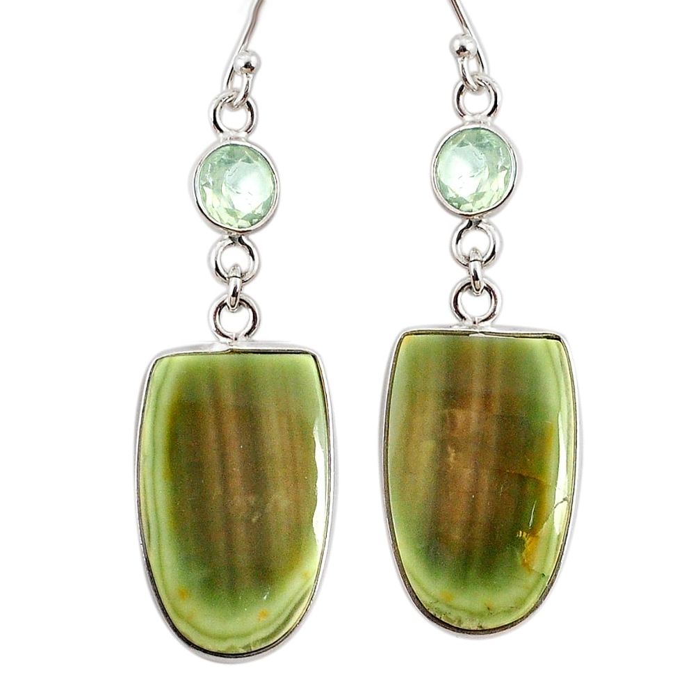 18.39cts natural green imperial jasper amethyst 925 silver earrings r75778