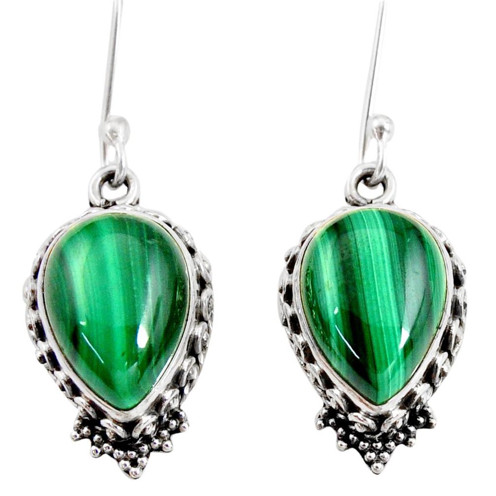 13.36cts natural green malachite (pilot's stone) 925 silver earrings d40406