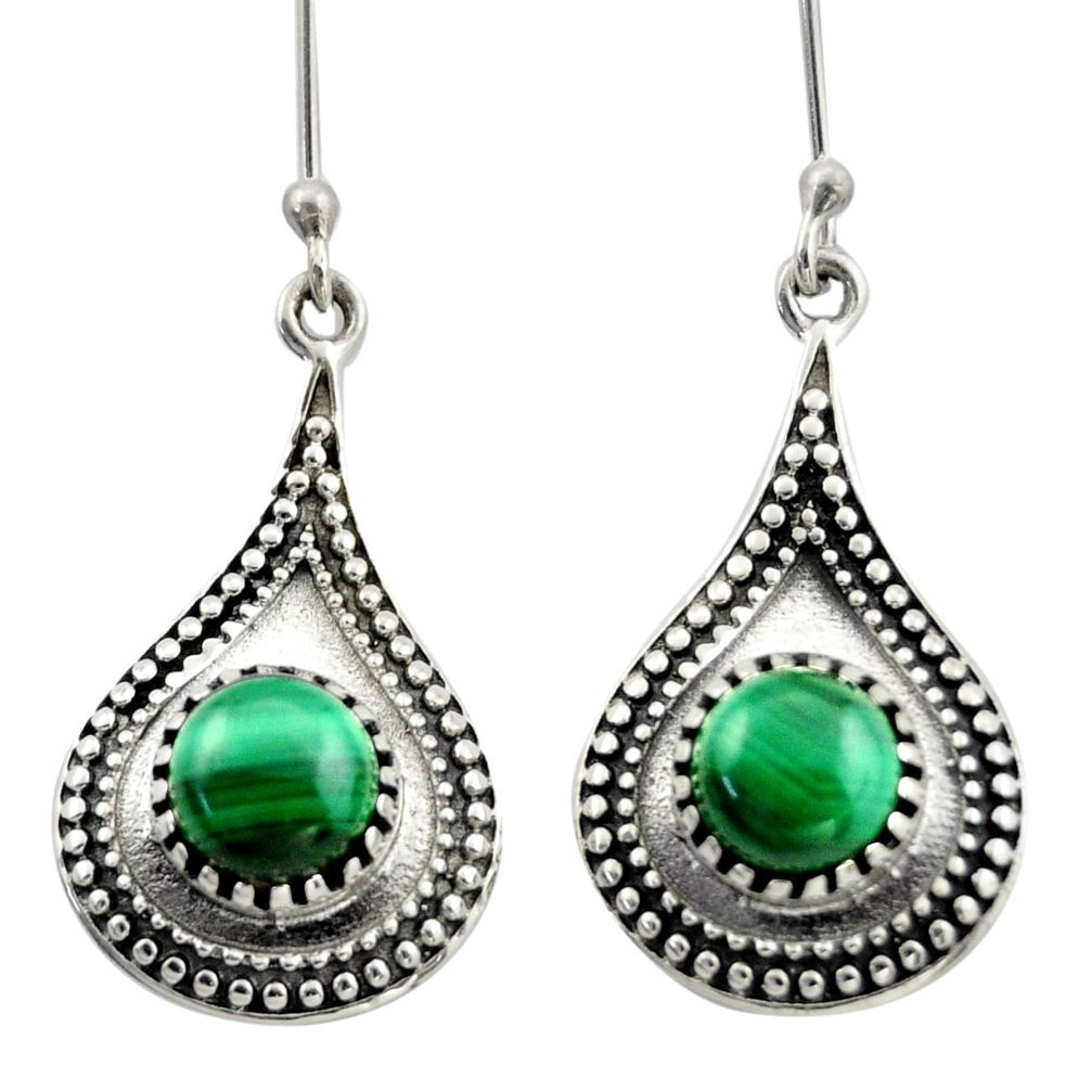 5.75cts natural green malachite (pilot's stone) 925 silver earrings d46969