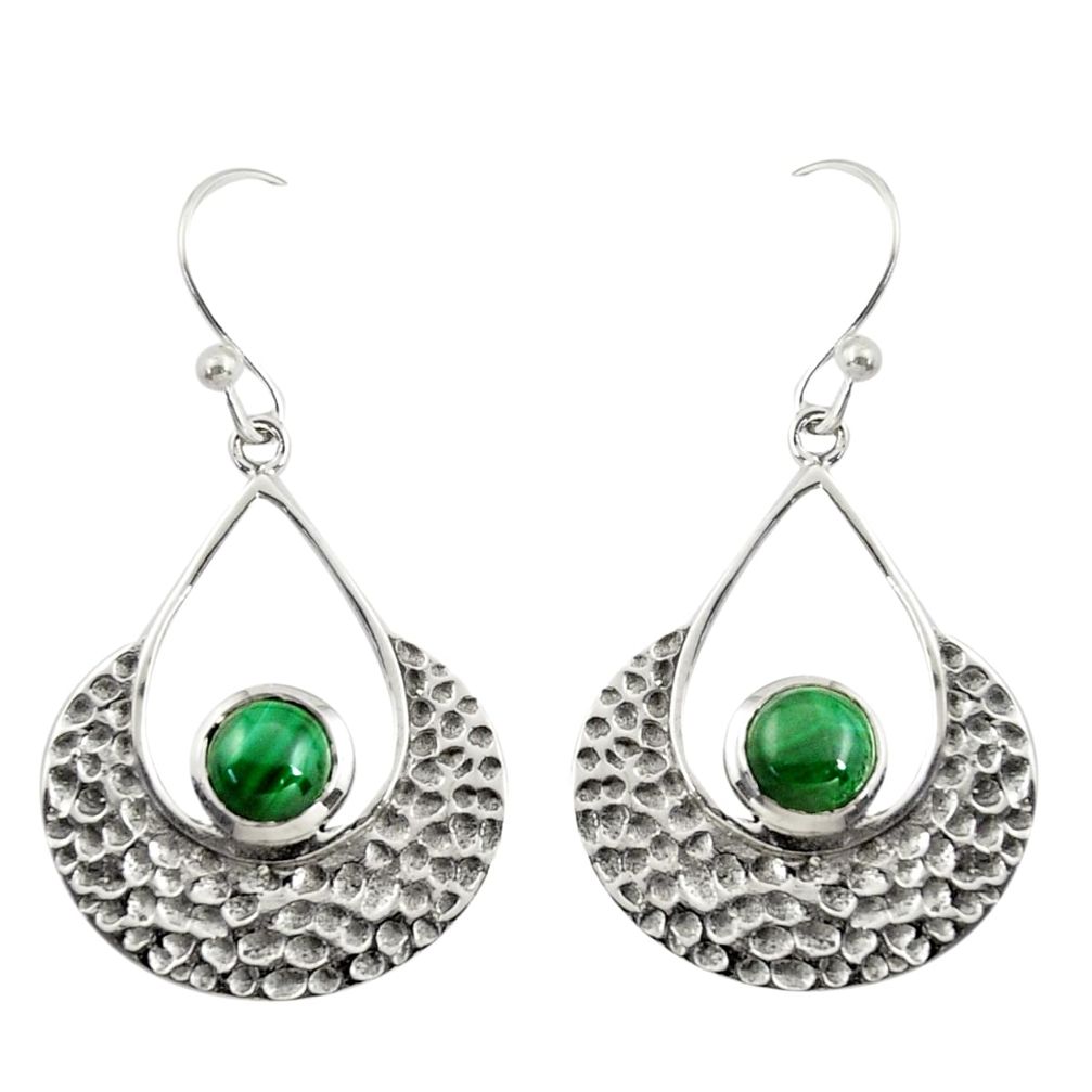 1.93cts natural green malachite (pilot's stone) 925 silver earrings r39095