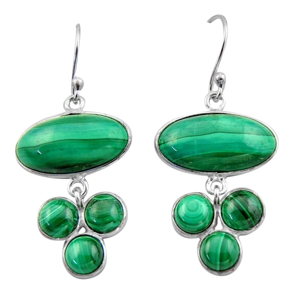 20.95cts natural green malachite (pilot's stone) 925 silver earrings r40407