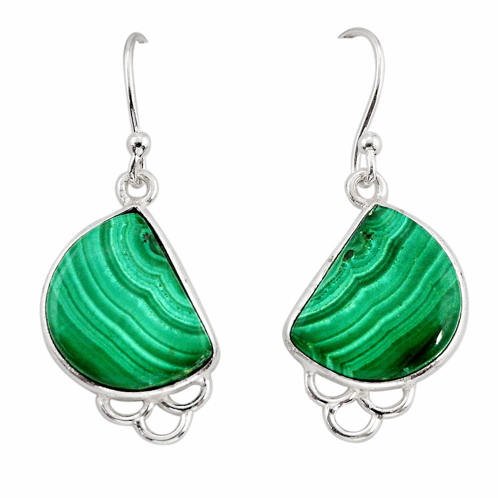 13.47cts natural green malachite (pilot's stone) 925 silver earrings y75743