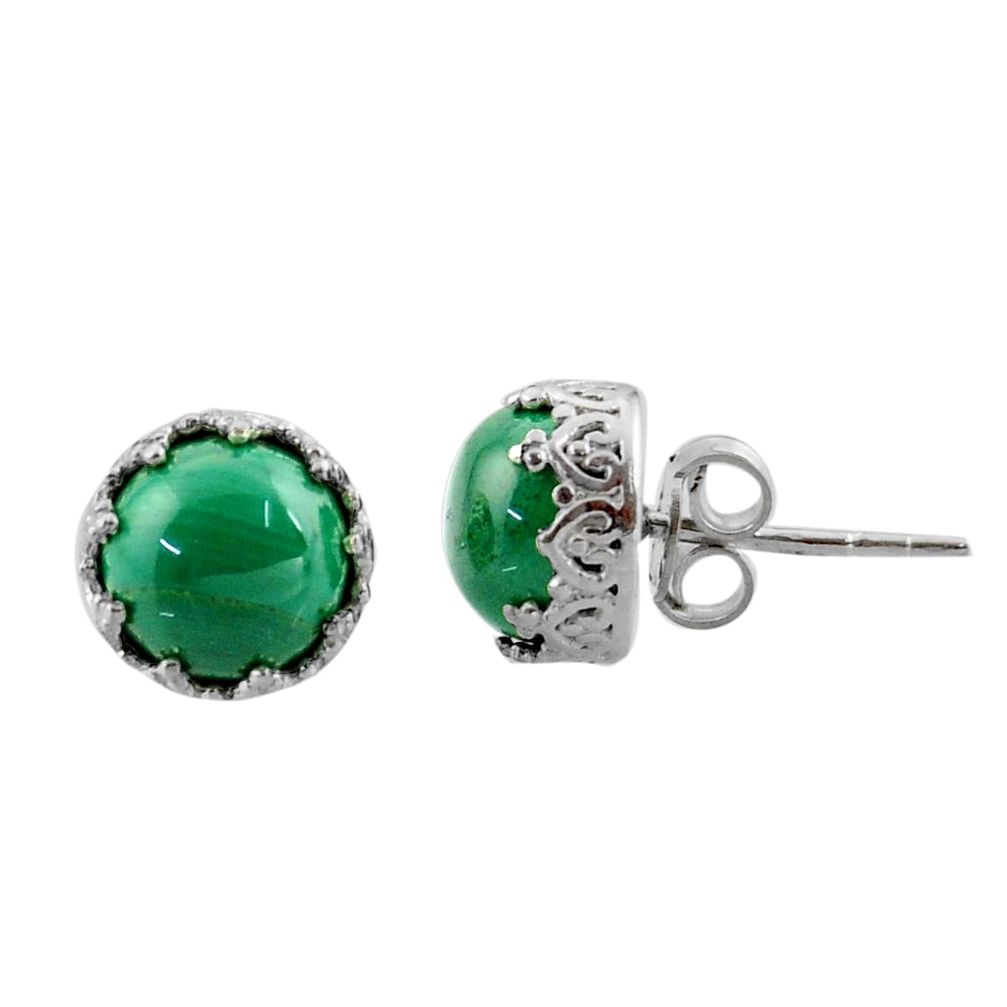 6.22cts natural green malachite (pilot's stone) 925 silver stud earrings r38643