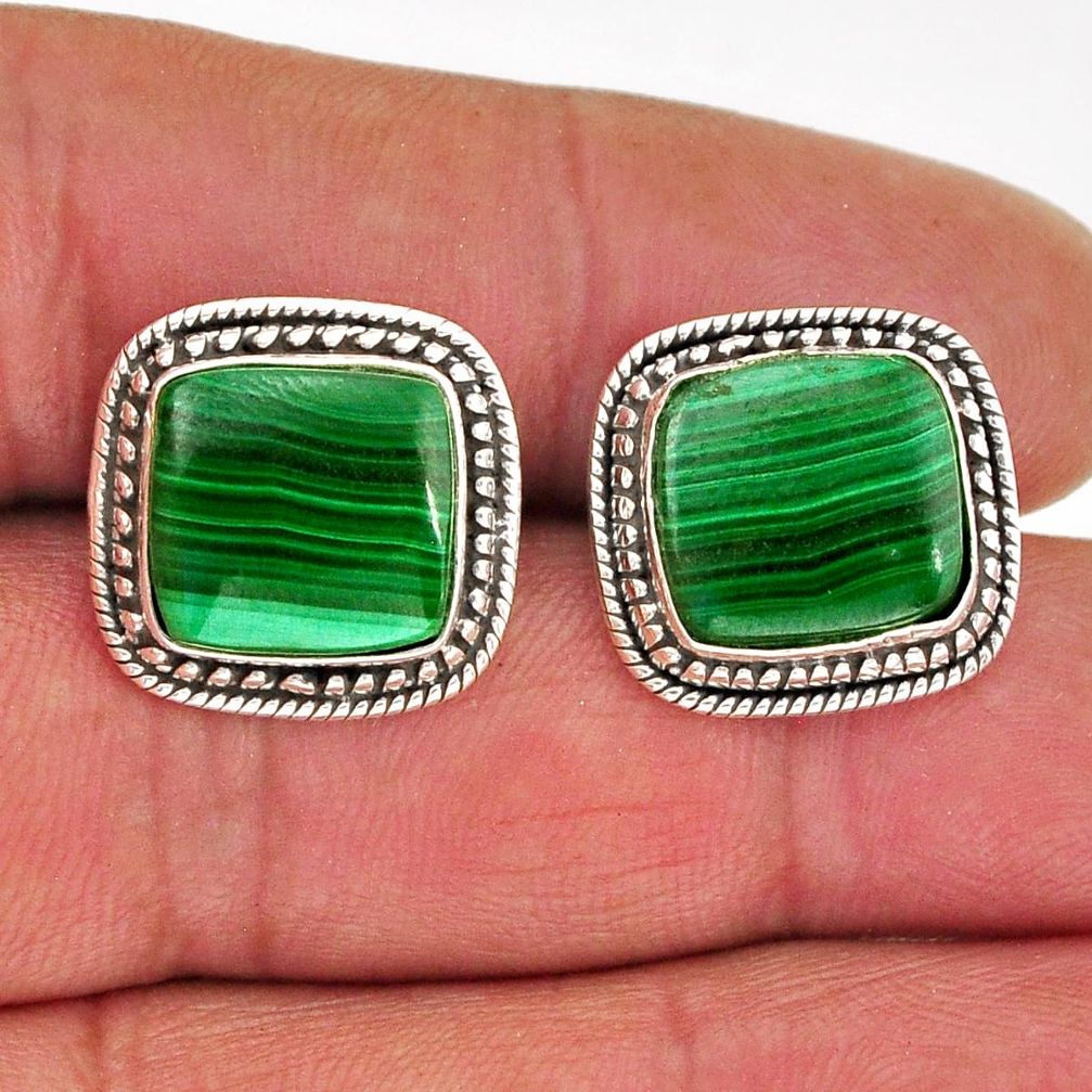 12.72cts natural green malachite (pilot's stone) 925 silver stud earrings y75309