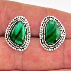 7.83cts natural green malachite (pilot's stone) 925 silver stud earrings y75314