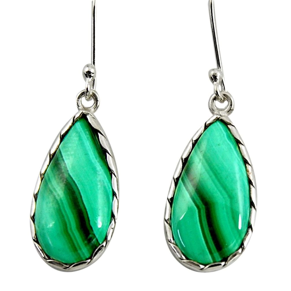 18.12cts natural green malachite (pilot's stone) silver dangle earrings d39523
