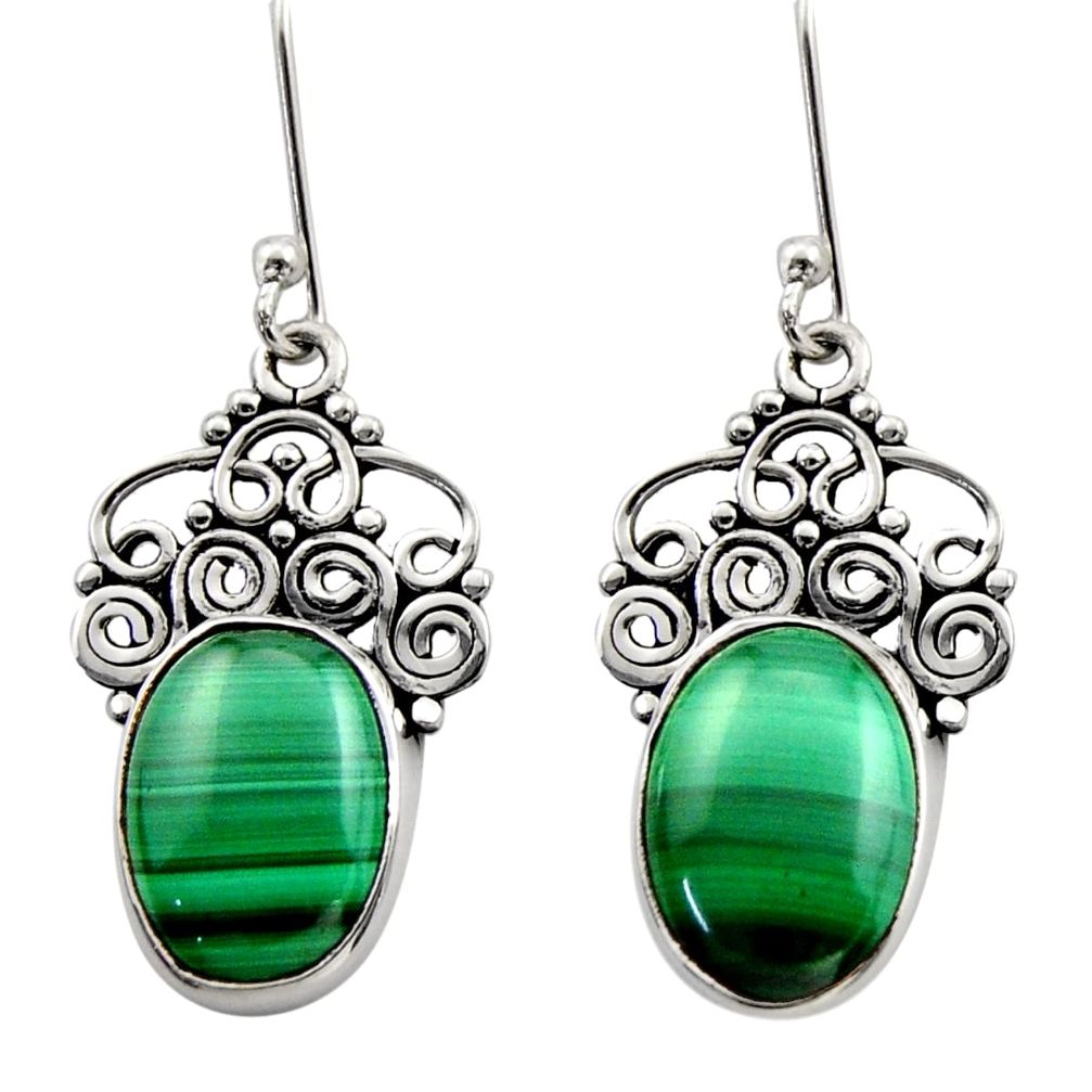  green malachite (pilot's stone) silver dangle earrings d40999