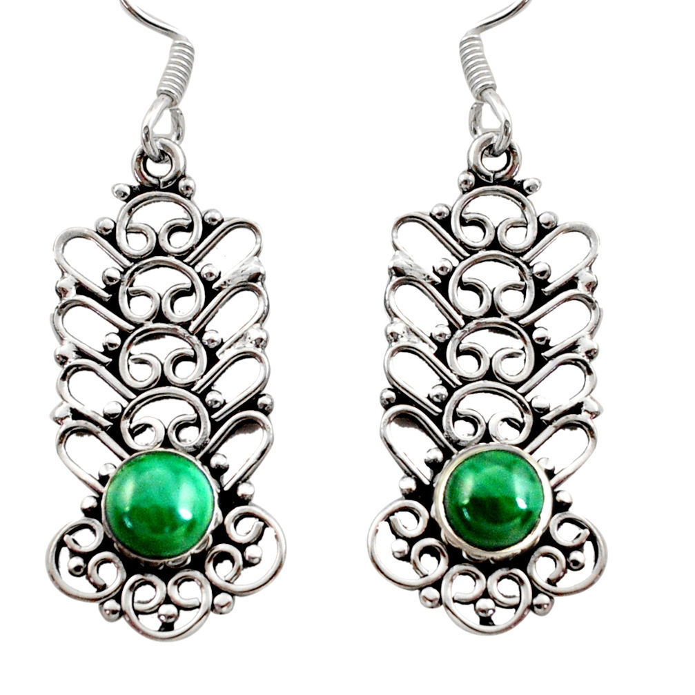 green malachite (pilot's stone) silver dangle earrings d41169