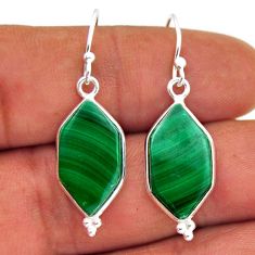 13.02cts natural green malachite (pilot's stone) silver dangle earrings n31913