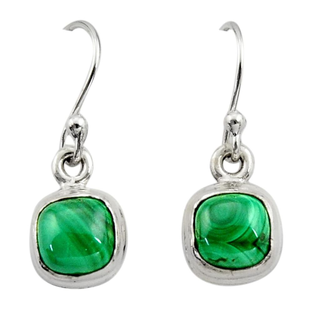 4.54cts natural green malachite (pilot's stone) silver dangle earrings r26710