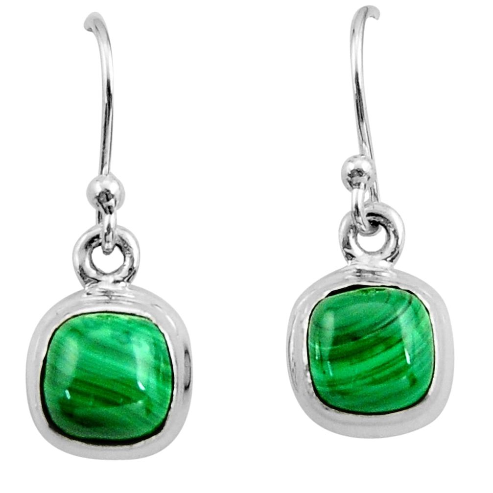4.54cts natural green malachite (pilot's stone) silver dangle earrings r26732