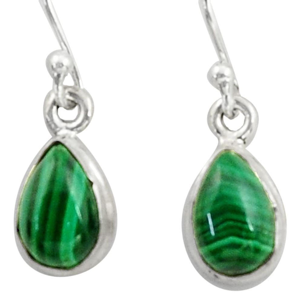 5.02cts natural green malachite (pilot's stone) silver dangle earrings r41090