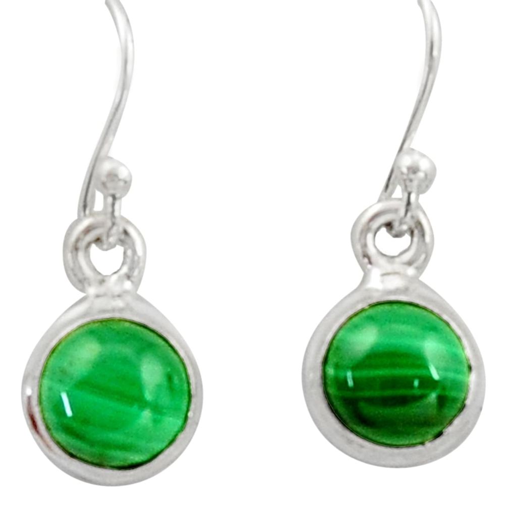 4.30cts natural green malachite (pilot's stone) silver dangle earrings r41095