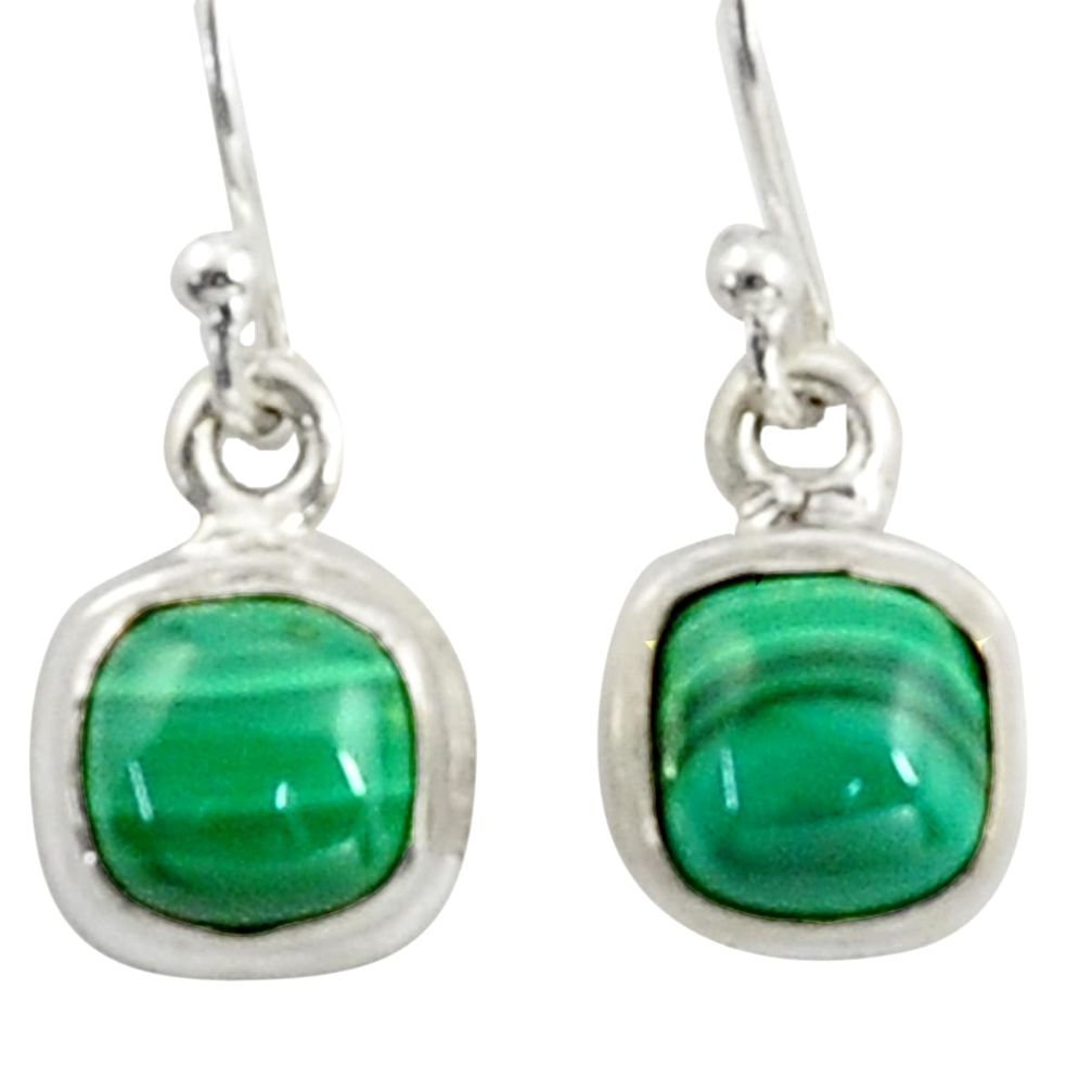 4.71cts natural green malachite (pilot's stone) silver dangle earrings r41097