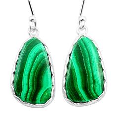 14.22cts natural green malachite (pilot's stone) silver dangle earrings u41038