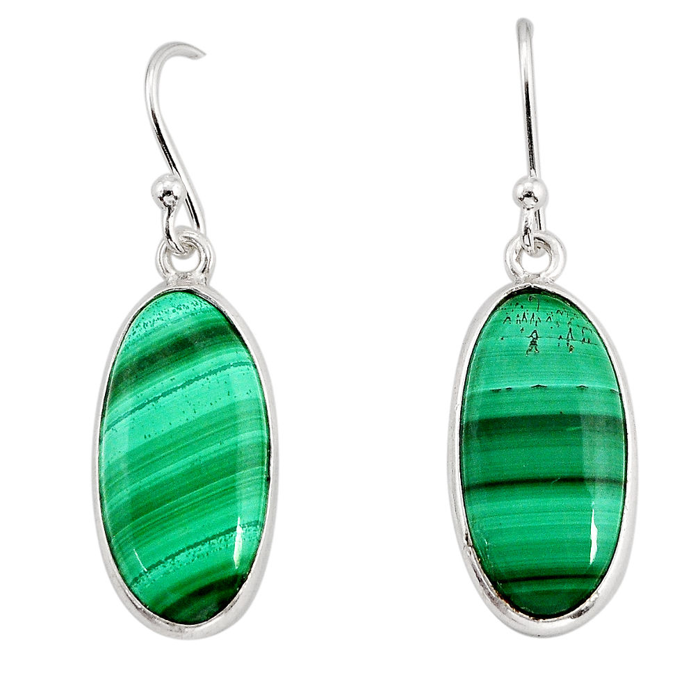 11.93cts natural green malachite (pilot's stone) silver dangle earrings y75742
