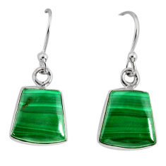 8.43cts natural green malachite (pilot's stone) silver dangle earrings y79974