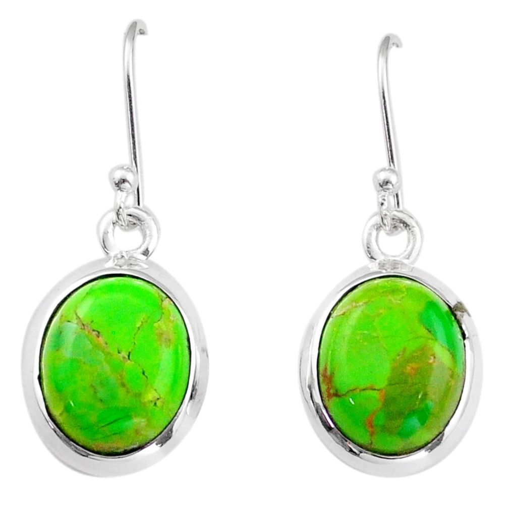 green mojave turquoise 925 sterling silver dangle earrings u6501