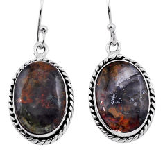 14.63cts natural green moss agate 925 sterling silver dangle earrings n39622