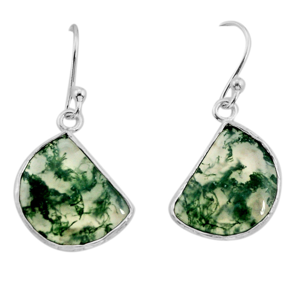8.43cts natural green moss agate 925 sterling silver dangle earrings y75776