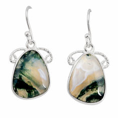 9.21cts natural green moss agate 925 sterling silver dangle earrings y77261
