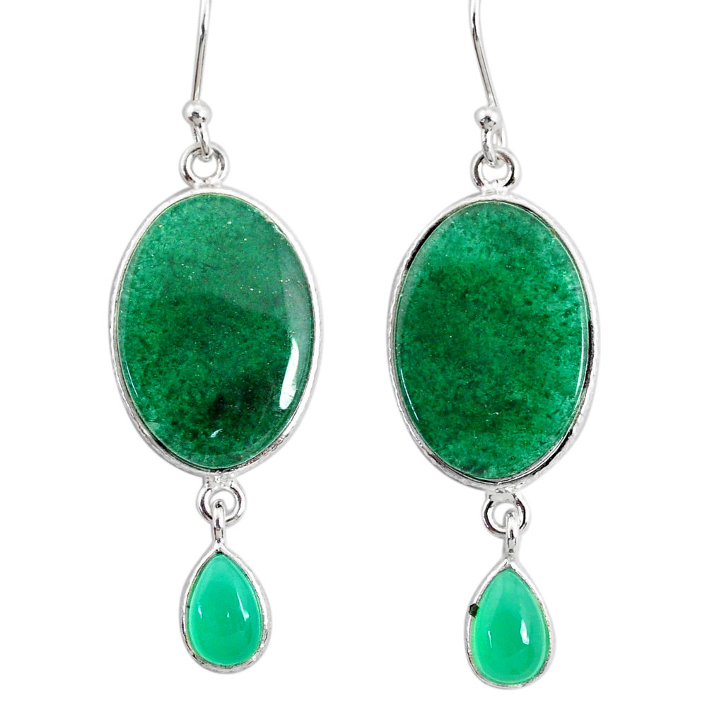 19.79cts natural green moss agate chalcedony 925 silver dangle earrings r86776