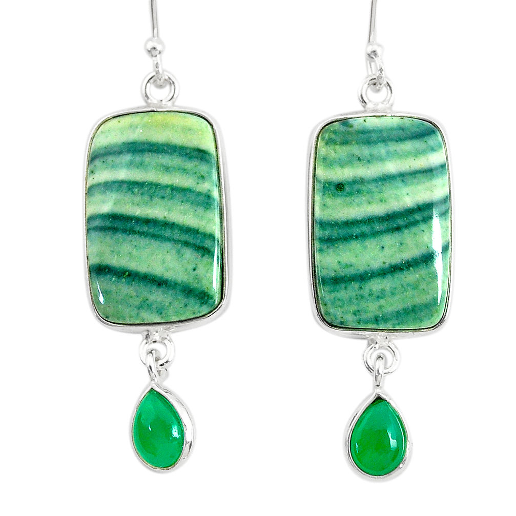 20.70cts natural green opal chalcedony 925 silver dangle earrings r86835