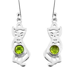2.36cts natural green peridot 925 sterling silver cat earrings jewelry y50015