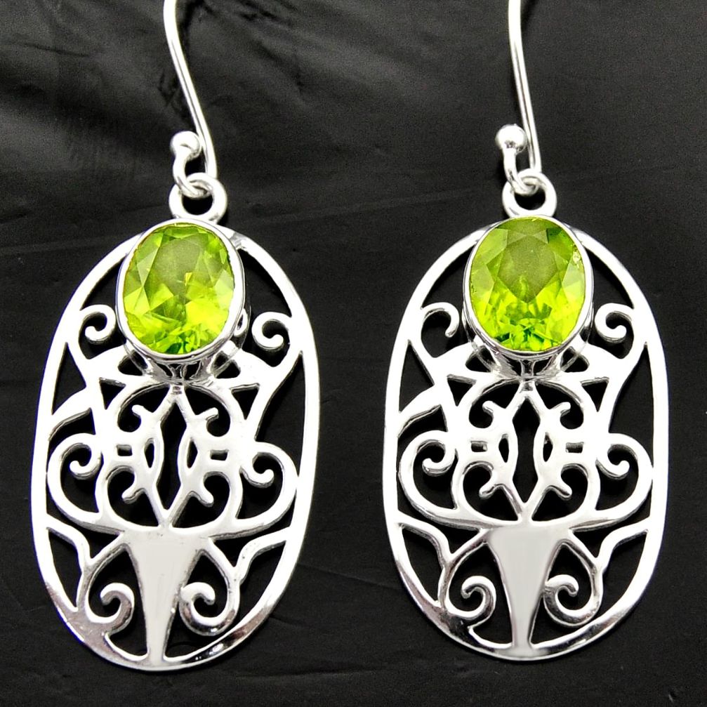 6.56cts natural green peridot 925 sterling silver dangle earrings jewelry d40036