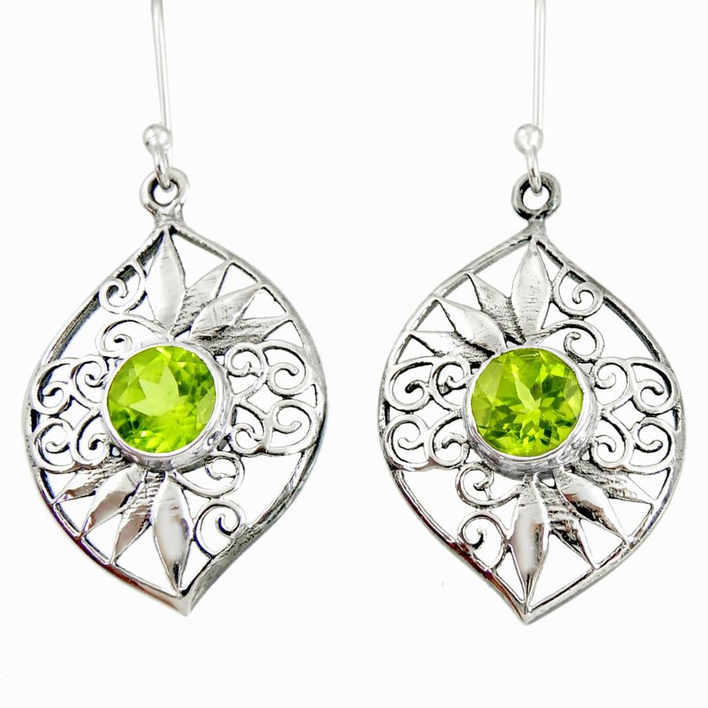 green peridot 925 sterling silver dangle earrings jewelry d40095