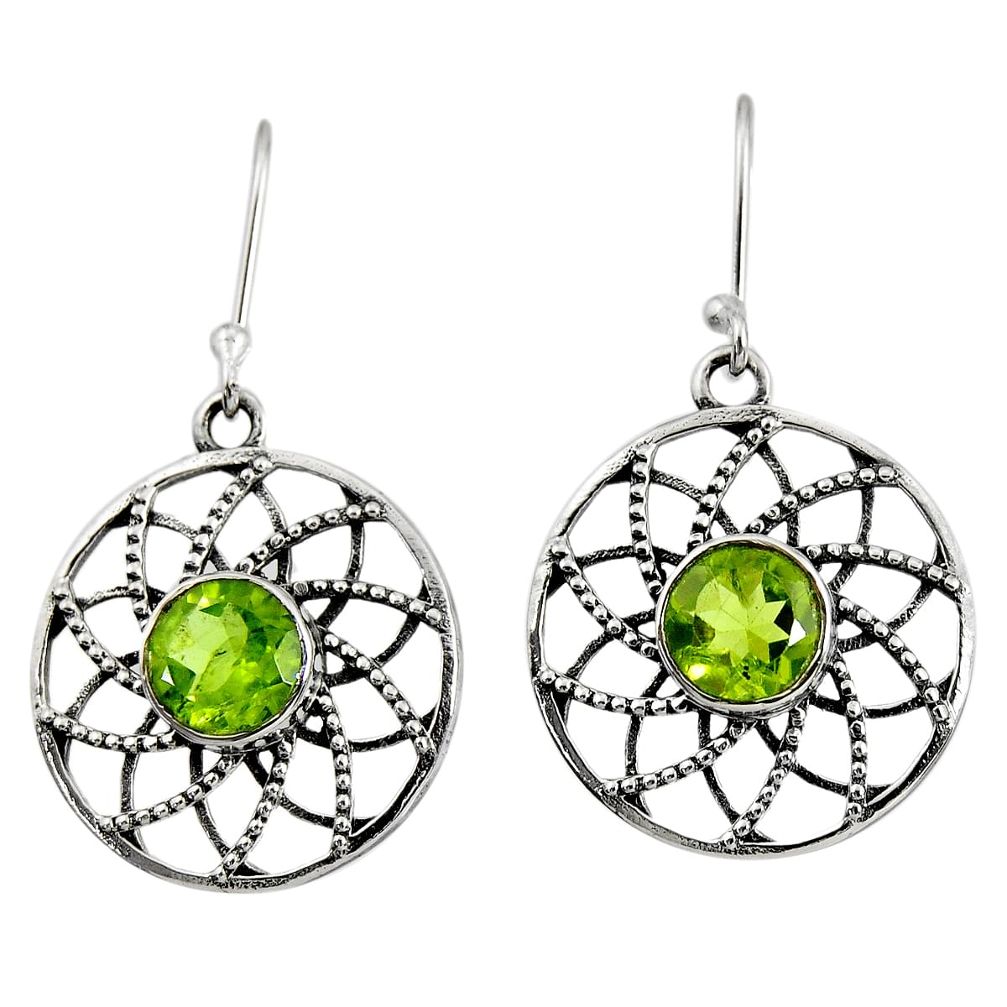 green peridot 925 sterling silver dangle earrings jewelry d40138