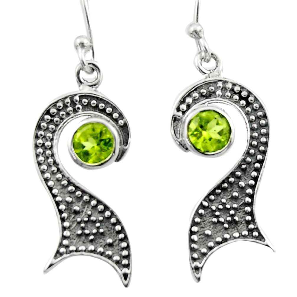 2.33cts natural green peridot 925 sterling silver dangle earrings jewelry d46810