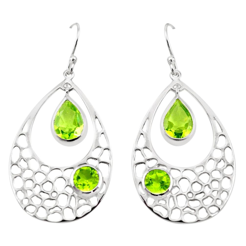 8.42cts natural green peridot 925 sterling silver dangle earrings jewelry p17709