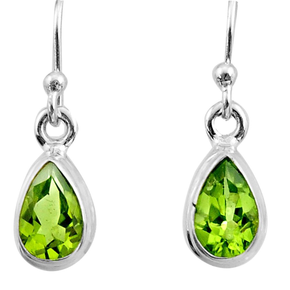 3.62cts natural green peridot 925 sterling silver dangle earrings jewelry r26725