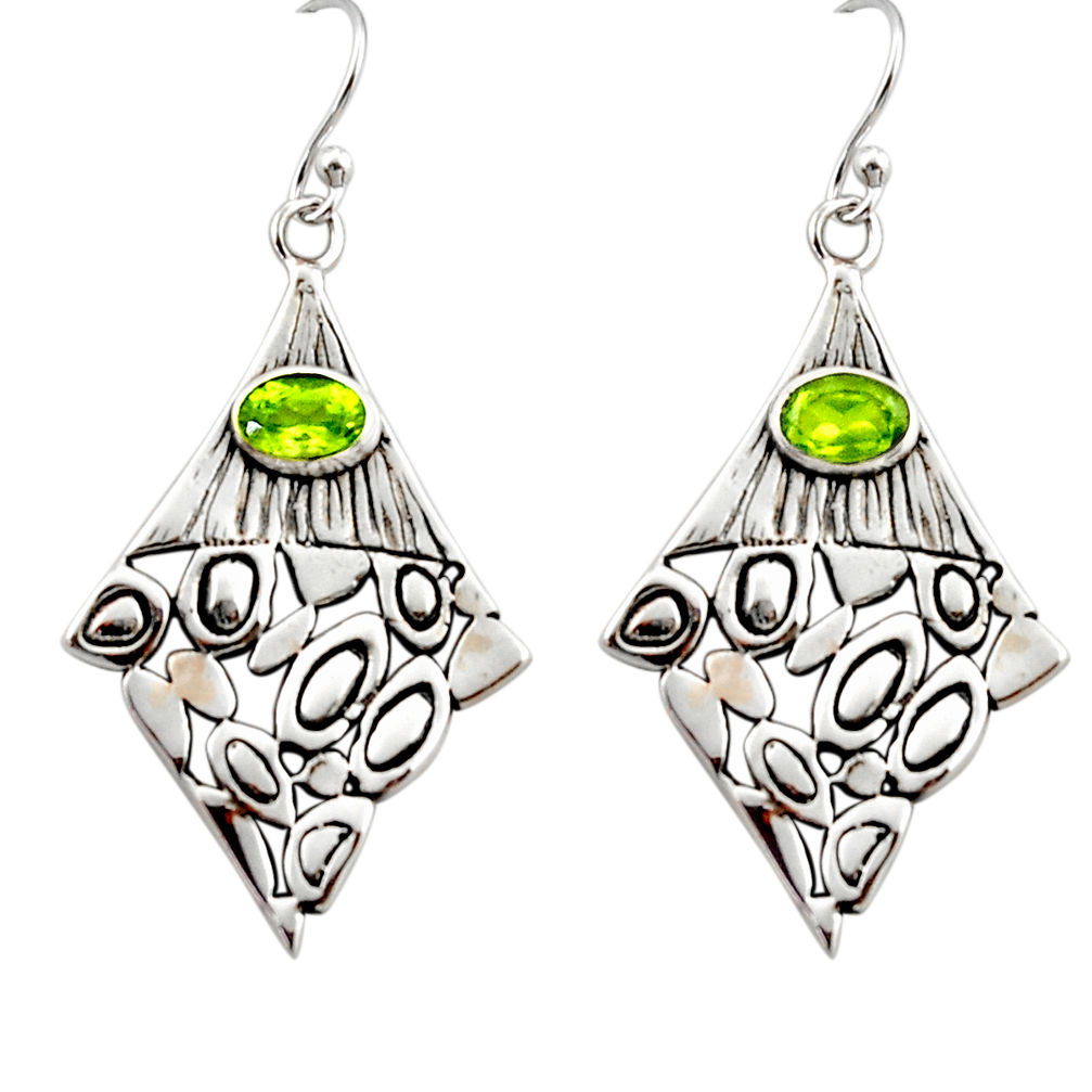 3.44cts natural green peridot 925 sterling silver dangle earrings jewelry r32941