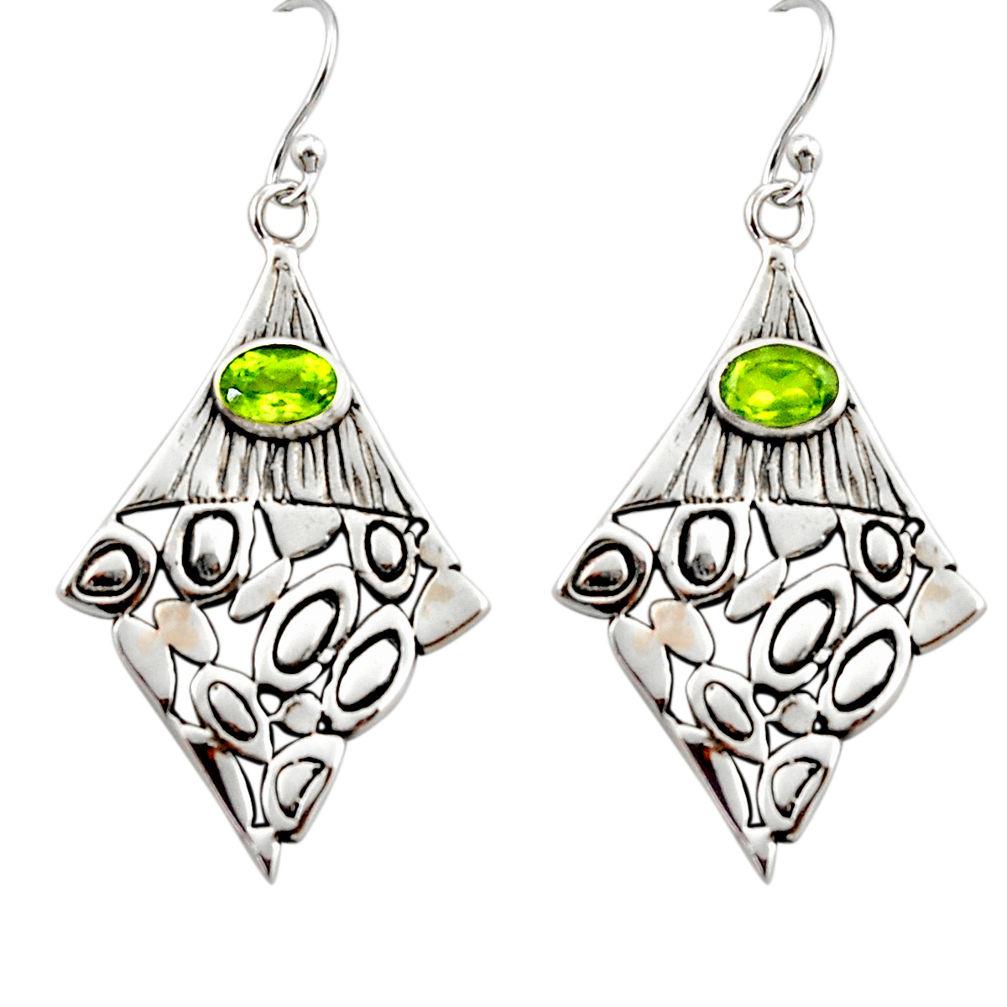 3.44cts natural green peridot 925 sterling silver dangle earrings jewelry r32942