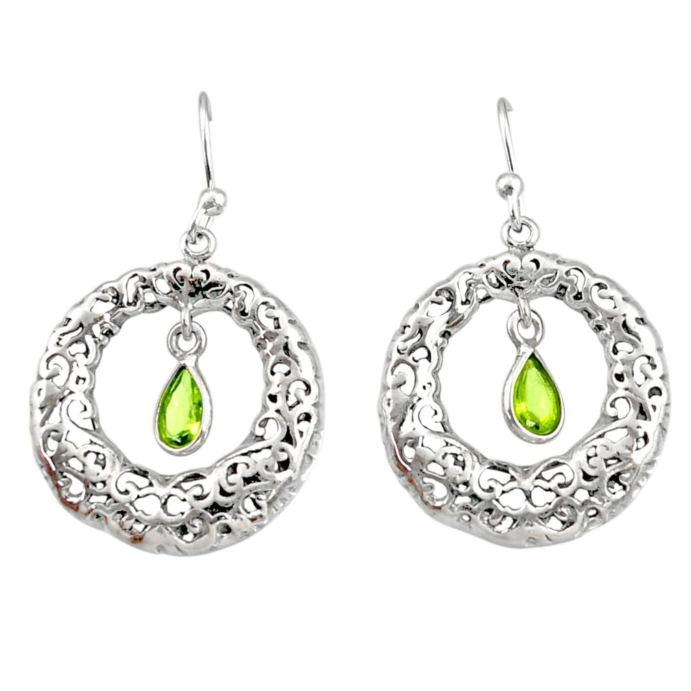 2.13cts natural green peridot 925 sterling silver dangle earrings jewelry r33021