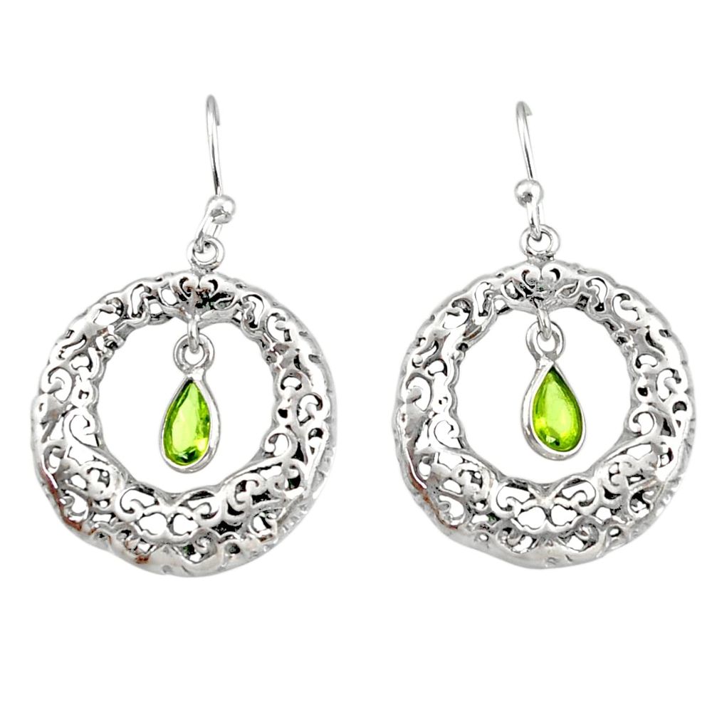 2.23cts natural green peridot 925 sterling silver dangle earrings jewelry r33022