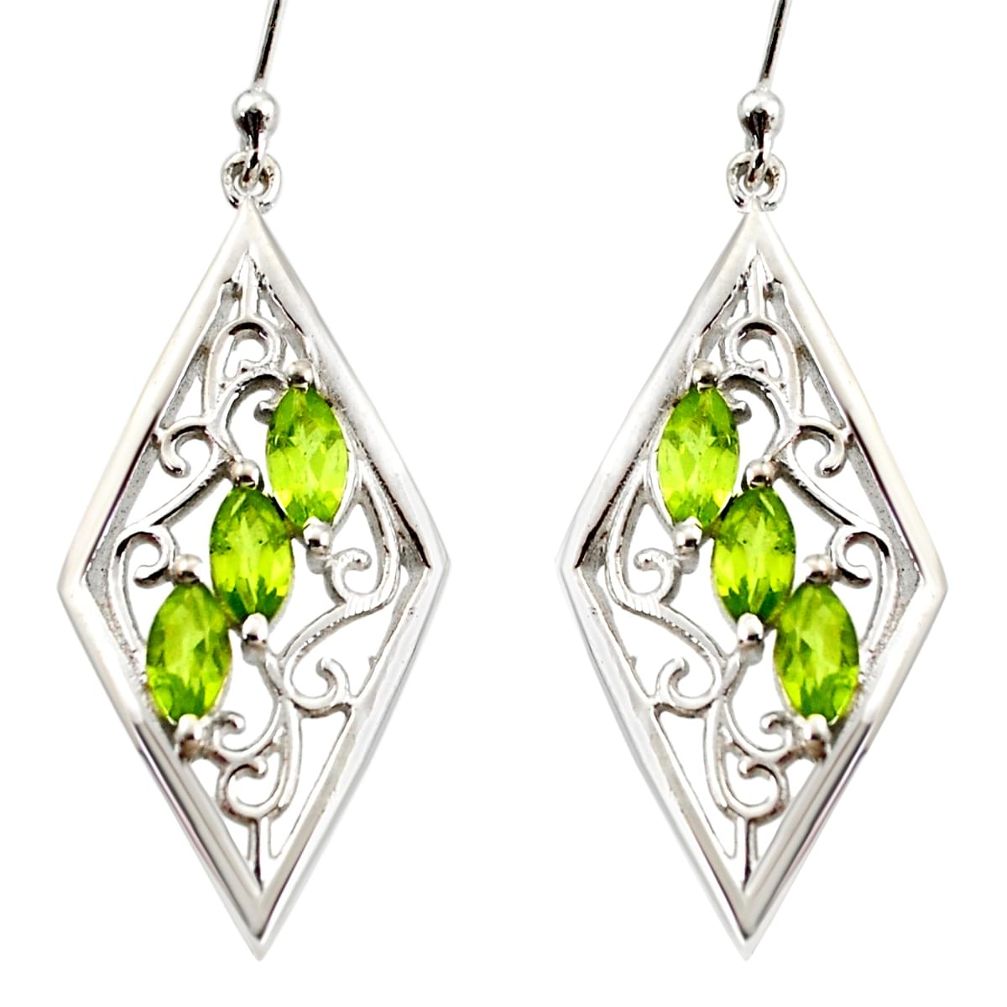 5.73cts natural green peridot 925 sterling silver dangle earrings jewelry r36683