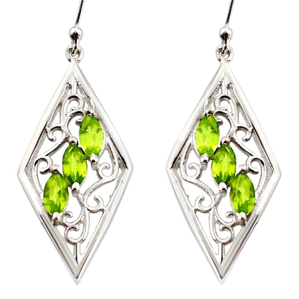 6.41cts natural green peridot 925 sterling silver dangle earrings jewelry r36685