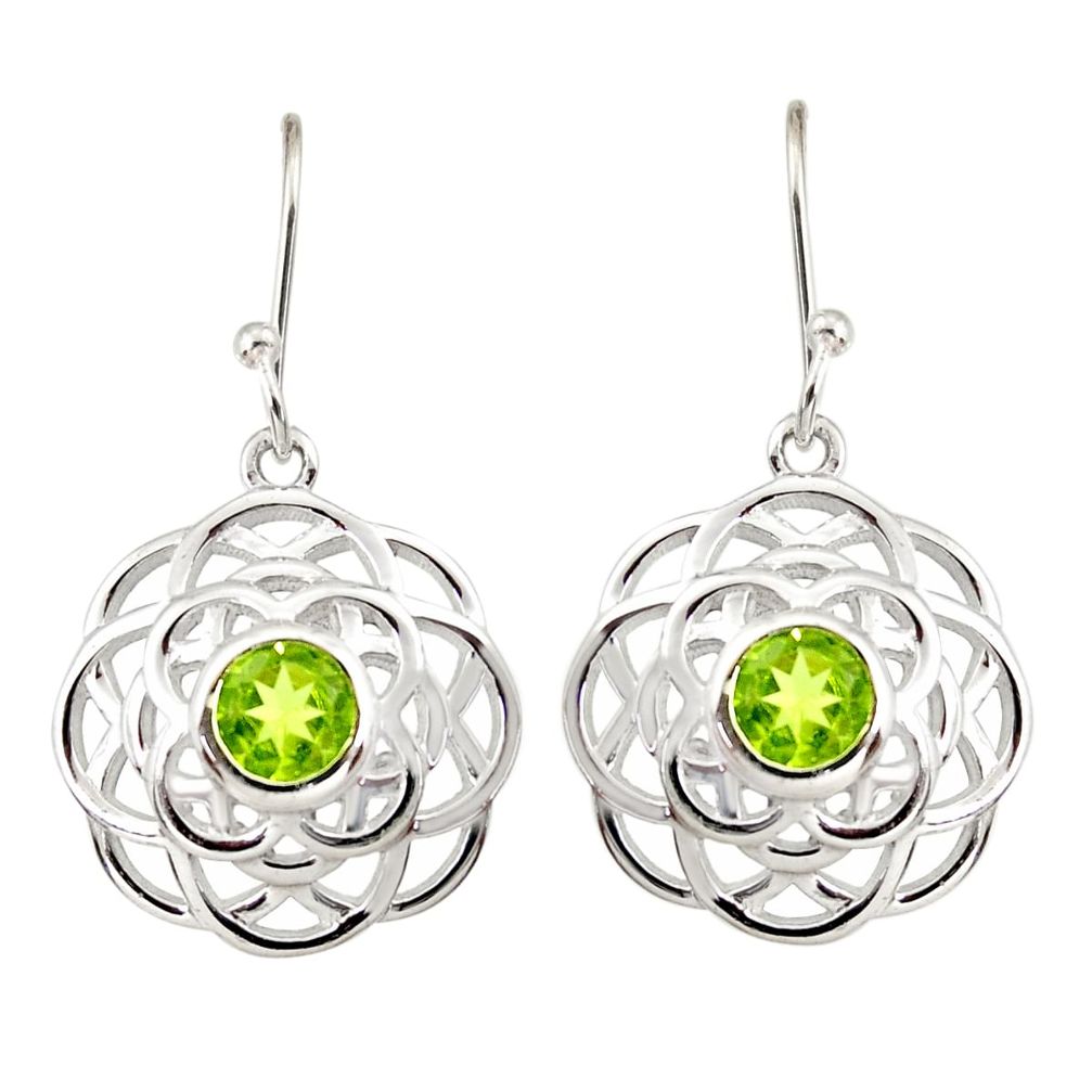 5.18cts natural green peridot 925 sterling silver dangle earrings jewelry r36709