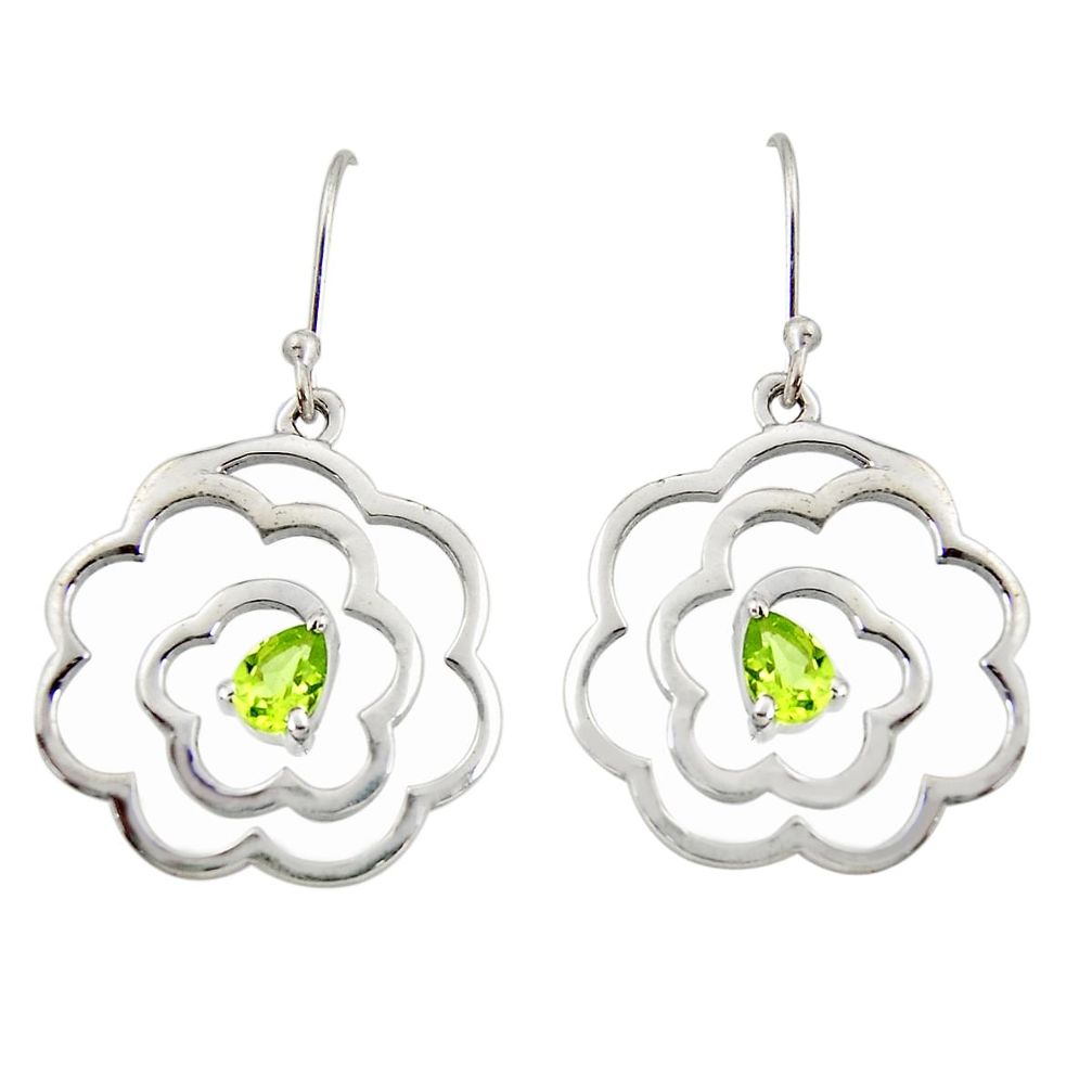 2.28cts natural green peridot 925 sterling silver dangle earrings jewelry r36721