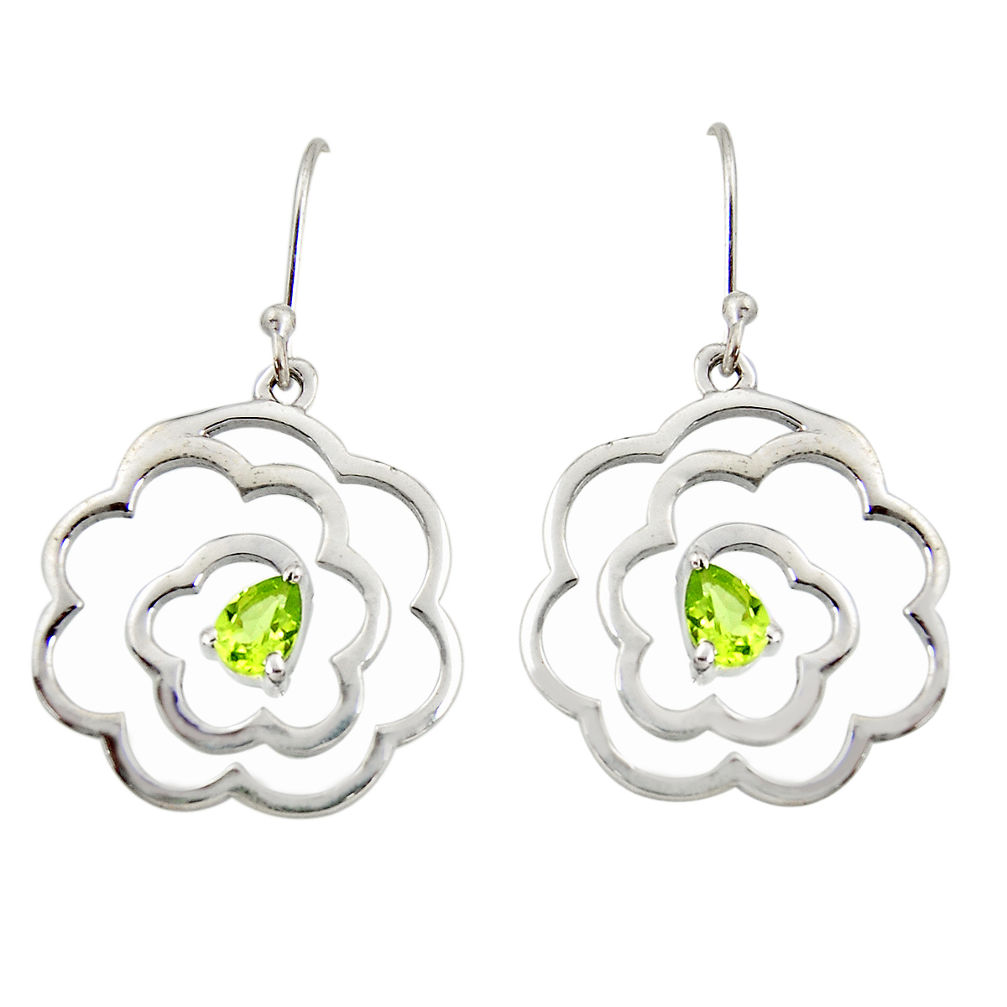 2.41cts natural green peridot 925 sterling silver dangle earrings jewelry r36722