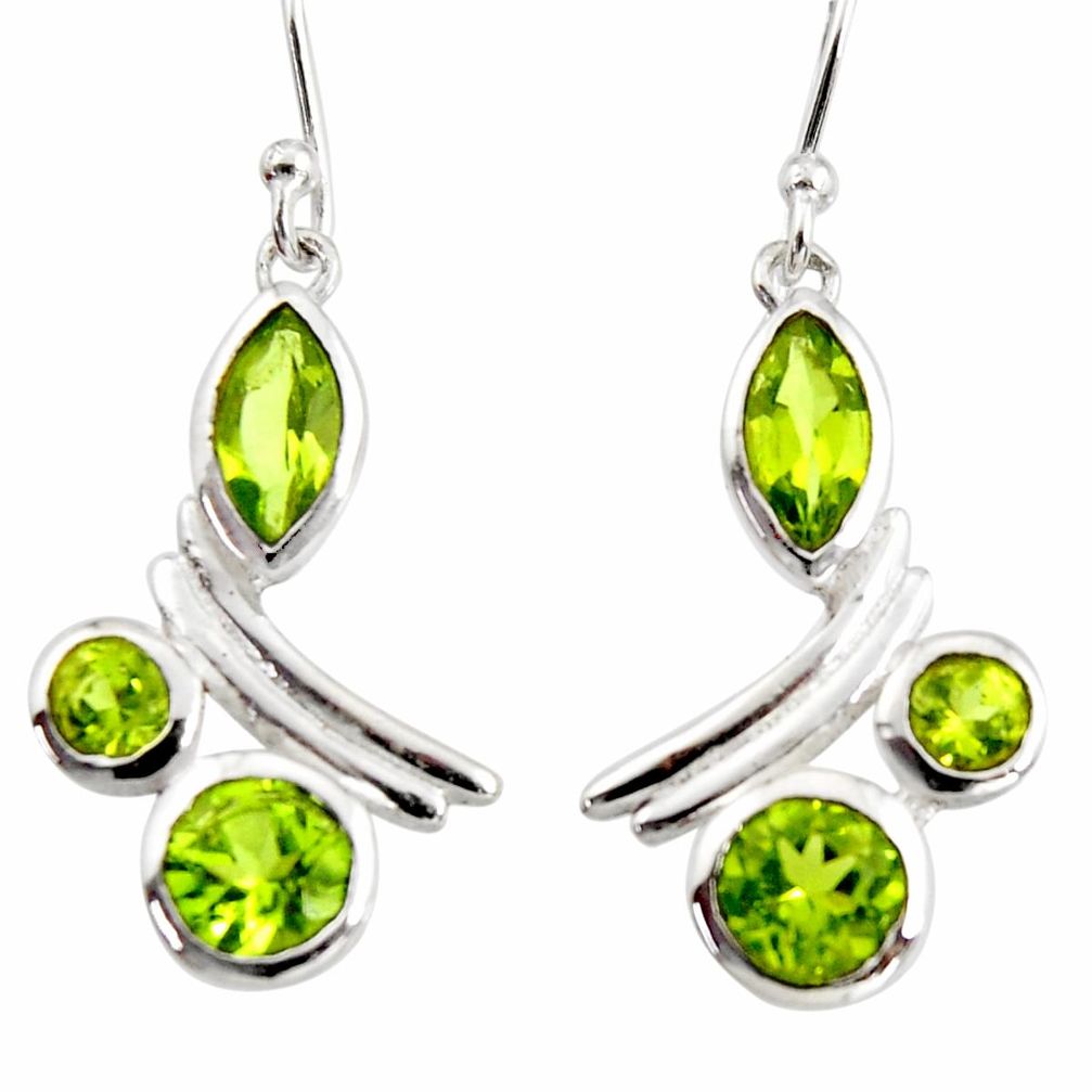 9.07cts natural green peridot 925 sterling silver dangle earrings jewelry r36748