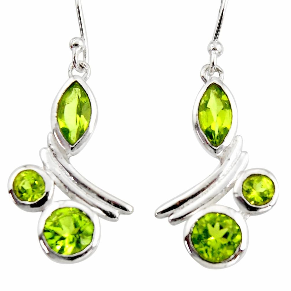 7.82cts natural green peridot 925 sterling silver dangle earrings jewelry r36752