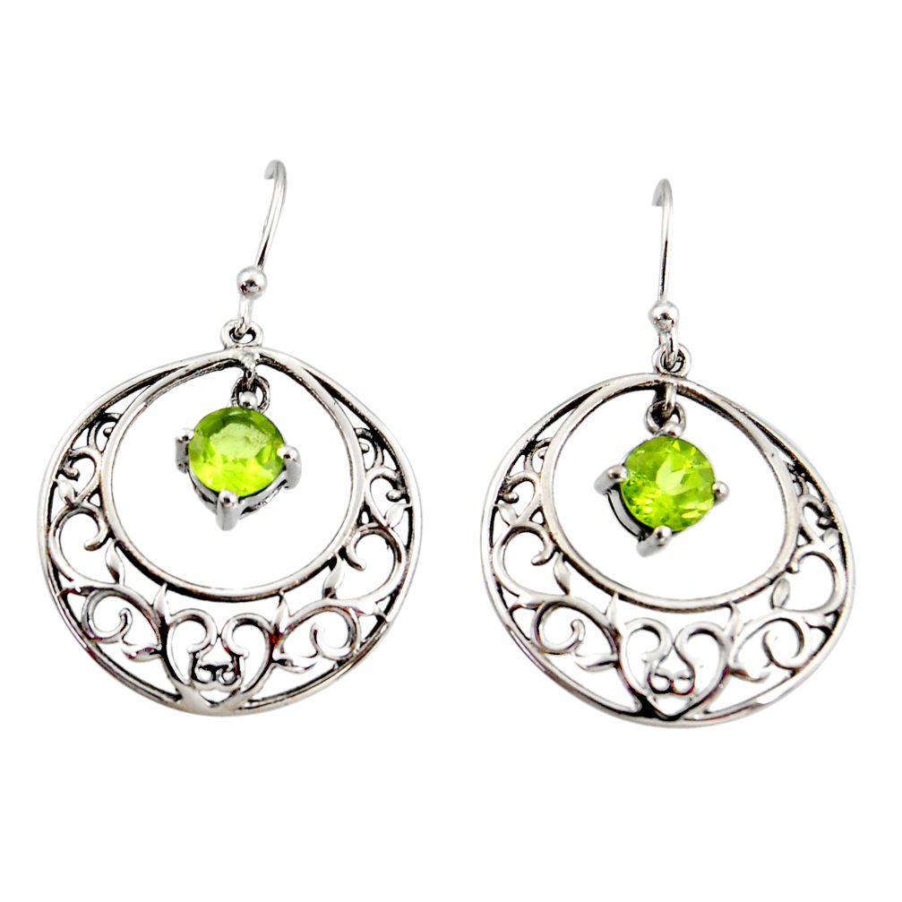 2.44cts natural green peridot 925 sterling silver dangle earrings jewelry r36781