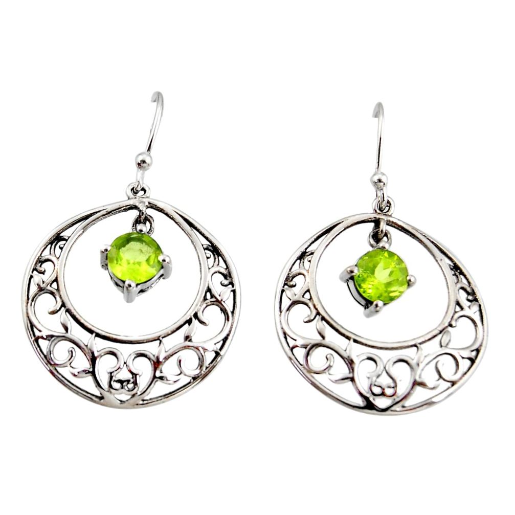 2.44cts natural green peridot 925 sterling silver dangle earrings jewelry r36783