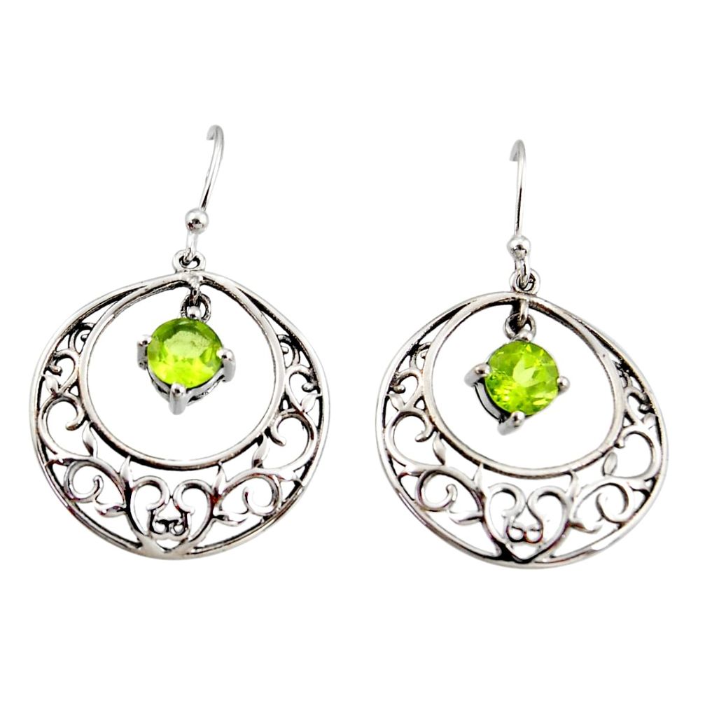 2.51cts natural green peridot 925 sterling silver dangle earrings jewelry r36785