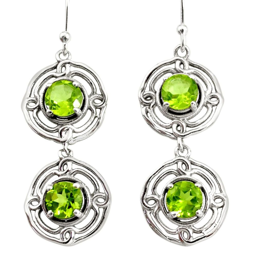 5.43cts natural green peridot 925 sterling silver dangle earrings jewelry r36821