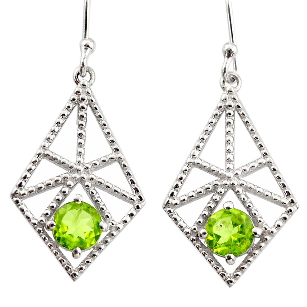 2.47cts natural green peridot 925 sterling silver dangle earrings jewelry r36867